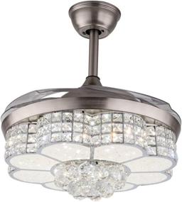 img 3 attached to Stunning 42inch Crystal Chandelier Ceiling Light LED with Retractable Crystal Fan Blades - Elegant Silver Ceiling Lamp for Living Room/Dining Room/Hall