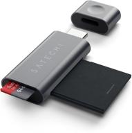 💻 satechi aluminum type-c micro/sd card reader: ultimate compatibility with macbook air, ipad pro, macbook pro, microsoft surface go, and more (space gray) logo