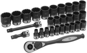 img 1 attached to 🔧 Grey Pneumatic 82229M 1/2" Drive 12-Point Standard Length Metric Duo-Socket Set - 29 Piece: High-Quality and Versatile Tool Set