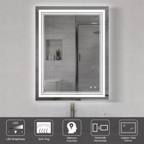 img 3 attached to 🪞 IOWVOE 36x28 inch LED Mirror: Anti-Fog, Dimmable Lights, Memory, Touch Switch