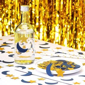 img 3 attached to ✨ Navy-Blue Moon Gold Star Confetti - 300pcs: Glitter Twinkle Little Star Table Confetti for Eid, Ramadan Mubarak, Birthdays, Weddings, Baby Showers, and More!