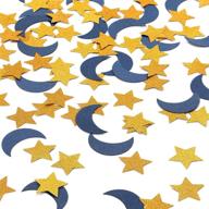 ✨ navy-blue moon gold star confetti - 300pcs: glitter twinkle little star table confetti for eid, ramadan mubarak, birthdays, weddings, baby showers, and more! logo