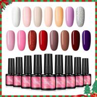 💅 shelloloh gel nail polish kit - 15pcs pink red white glitter - 7ml u v gel polish set - nail art starter kit - perfect for holiday gifts logo