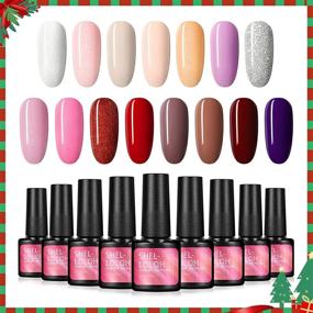 img 4 attached to 💅 Shelloloh Gel Nail Polish Kit - 15Pcs Pink Red White Glitter - 7ml U V Gel Polish Set - Nail Art Starter Kit - Perfect for Holiday Gifts