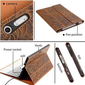 img 2 attached to 📱 Gexmil Genuine Leather Case for Surface Pro 7(2019)/Pro 6(2018)/Pro 5(2017)/Pro 4(2015) 12.3inch Tablet - Keyboard and Kickstand Compatible, Premium Leather Cover, Multiple Angle Viewing, Brown Pattern