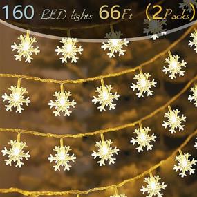 img 3 attached to Temdan 160 LED 66Ft Christmas Lights, Snowflake String Lights for Indoor Outdoor Window Bedroom Balcony Xmas Tree Wedding Garden Party, Pack of 2 Battery Operated Christmas Decorations