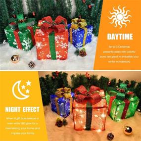 img 2 attached to 🎁 Premium Wareon Christmas Decorations Lighted Gift Boxes Set - Battery Operated LED String Lights for Indoor and Outdoor Holiday Party Decor Clearance - Collapsible Xmas Ornament