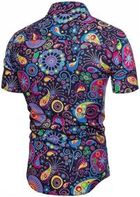 img 2 attached to EMAOR Casual Floral Sleeve Button Men's Clothing