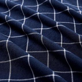 img 3 attached to 🛏️ Wake In Cloud Navy Grid Duvet Cover Set: 100% Washed Cotton Bedding with Geometric Pattern – Twin Size, Navy Blue with White Grid Print – Zipper Closure (3pcs)