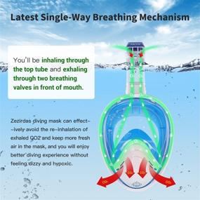 img 2 attached to Zezirdas Full Face Snorkel Mask: Advanced Breathing Mechanism, Double Floating Balls Dry Top System, Detachable Camera Mount - 180°Panoramic Anti-Leak/Anti-Fog Dive