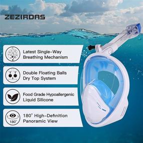 img 3 attached to Zezirdas Full Face Snorkel Mask: Advanced Breathing Mechanism, Double Floating Balls Dry Top System, Detachable Camera Mount - 180°Panoramic Anti-Leak/Anti-Fog Dive