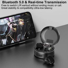 img 3 attached to 🎧 35H Playtime Wireless Earbuds by TPLISAK - Bluetooth 5.0 IPX8 Waterproof, Touch Control, True Wireless Bluetooth Earbuds with Built-in Microphone, In-Ear Deep Bass, Bluetooth Headphones