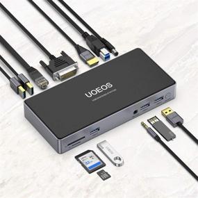 img 3 attached to UOEOS USB 3.0 Universal Docking Station: Dual Monitor Support for Windows, Chrome OS, Mac OS - HDMI, DVI, Gigabit Ethernet, SD TF Card Reader, Audio & Mic, Laptop Docking Station