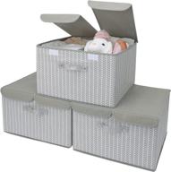 🧺 granny says 3-pack closet baskets - large canvas storage bin, clothing storage containers in gray/white logo