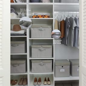 img 2 attached to 🧺 GRANNY SAYS 3-Pack Closet Baskets - Large Canvas Storage Bin, Clothing Storage Containers in Gray/White
