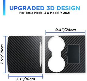 img 1 attached to Набор обтяжки для центральной консоли Nestour 2021 Tesla Model 3 Model Y - ультратонкий, не оставляющий следов, защитные аксессуары для консоли, премиум-материал ABS, матовый углеволокно.