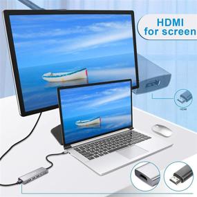 img 1 attached to 9-in-1 USB C Hub Adapter for Apple Devices: Dual Monitor HDMI, Type C Hub for MacBook, iPad Pro, Laptop Display, 4K HDMI, 2 USB-C, 3 USB 3.0, SD & TF Card Reader, Audio