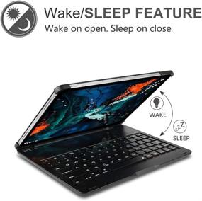 img 3 attached to 💻 KVAGO Keyboard Case for iPad Pro 11 inch 2018 - 7 Color Backlit Bluetooth Keyboard, Auto Wake/Sleep, Wireless - Black