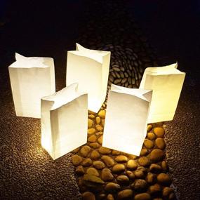 img 3 attached to 🏮 Lightsfever-LED Luminaria Luminary Bags: 50pcs of White Paper Bags with Warm White Lights for Diwali & Wedding Decorations