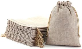 img 4 attached to 25pcs Linen Burlap Gift Bags with Drawstring: Versatile Jewelry Pouches for Weddings, Birthdays, Christmas & DIY Crafts - Home Supplies (5.11x7.08inch)