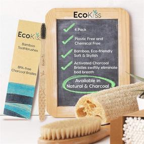 img 2 attached to 🌿 Biodegradable Bamboo Toothbrush (4 Pack) - Soft Bristles - Zero Plastic Handle by EcoKiss - Eco Friendly for Adults and Kids - Vegan Friendly - Recyclable Packaging
