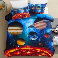 🌌 josatina queen size outer space duvet cover set - 3d galaxy planets design for boys, kids, teens - includes 1 duvet cover + 2 pillowcases - moon and stars print comforter cover set - measures 90x90 inches logo