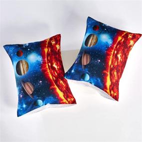 img 1 attached to 🌌 Josatina Queen Size Outer Space Duvet Cover Set - 3D Galaxy Planets Design for Boys, Kids, Teens - Includes 1 Duvet Cover + 2 Pillowcases - Moon and Stars Print Comforter Cover Set - Measures 90x90 inches