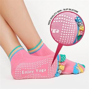 img 1 attached to 🧦 Jinny's Shoppe Colorful Cotton Toe Grip Socks for Women's Comfortable Yoga, Pilates, and Barre with Non-Slip Gel Bottoms