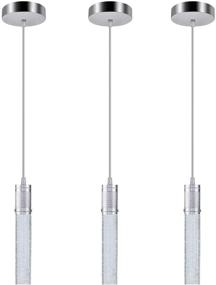 img 2 attached to 💡 Bubble Crystal Chandeliers: Modern Kitchen Island Pendant Light Fixtures with 3 Independent Lights, LED Bulbs Included - 6000K LED Lampara