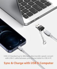 img 3 attached to 🔌 Адаптер-кабель зарядного устройства USB-C to USB-A [3-Pack] с брелоком, совместимый с iPhone 12/11/Mini/Pro/Max, iPad Air/Pro, Samsung S21/S20 и другими устройствами (черный)