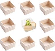 🔲 рустикальные деревянные коробки (8 штук) - универсальные необработанные коробки размером 4" x 4" для рукоделия, декора дома и центральных элементов стола. логотип
