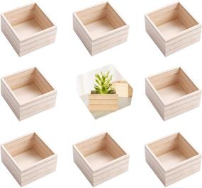 img 4 attached to 🔲 Rustic Wooden Boxes (8 Pack) - Versatile Unfinished 4" x 4" Boxes for Crafts, Home Decor, and Table Centerpieces