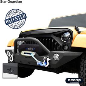 img 1 attached to 🚙 OEDRO Front Bumper Combo for Jeep Wrangler JK & Unlimited (07-18) with Winch Plate Mounting, D-Rings, and Upgraded Textured Black Rock Crawler Off-Road Star Guardian Design