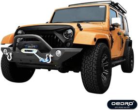img 2 attached to 🚙 OEDRO Front Bumper Combo for Jeep Wrangler JK & Unlimited (07-18) with Winch Plate Mounting, D-Rings, and Upgraded Textured Black Rock Crawler Off-Road Star Guardian Design