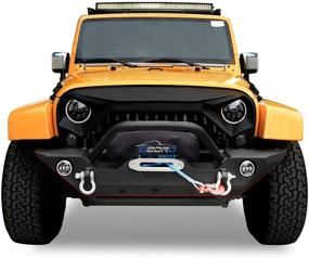 img 3 attached to 🚙 OEDRO Front Bumper Combo for Jeep Wrangler JK & Unlimited (07-18) with Winch Plate Mounting, D-Rings, and Upgraded Textured Black Rock Crawler Off-Road Star Guardian Design