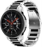 v-moro no gaps metal strap compatible with galaxy watch 46mm(2019) band/gear s3 frontier band with clips solid stainless steel bracelet for samsung galaxy watch 46mm r800(2019)/gear s3 silver black logo