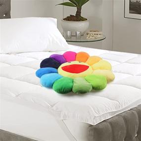 img 2 attached to 🌻 Colorful Rainbow Sunflower Plush Pillow with Smiley Face - Murakami Flower Floor Cushion Mat for Sofa, Room Decor - 21.6in/55cm