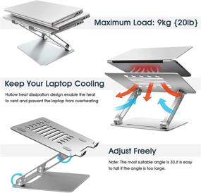 img 2 attached to 🔥 Настольная подставка для ноутбука с регулируемой высотой - Алюминиевый держатель для ноутбука с вентиляцией тепла, совместимый с HP, Dell, MacBook и другими (серебристый)