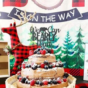 img 1 attached to Lumberjack Rustic Baby Shower Set with Buffalo Plaid Theme - It's A Boy! Camping Bear Cake Topper and Decorations Supplies for Gender Reveal