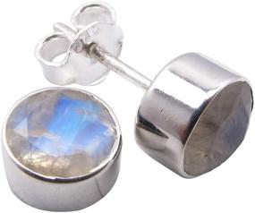 img 1 attached to 💎 Sterling Silver Rainbow Moonstone Earrings for Girls - SilverStarJewel Jewelry