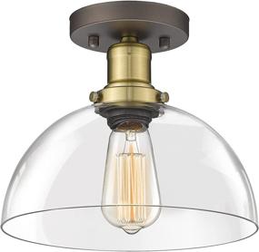 img 4 attached to 🔦 Modern Oil Rubbed Bronze Semi Flush Mount Ceiling Light with Clear Glass - 1-Light for Hallway, Schoolhouse, Bedroom, Entryway - 5HZG43F ORB+BG