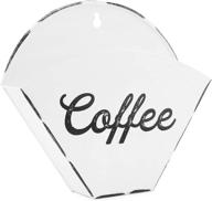 vintage farmhouse style wall-mount enamelware coffee filter holder - white storage container for filters logo