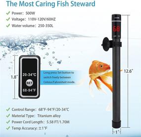 img 2 attached to MUCH 500W Auto Thermostat Submersible Titanium Aquarium Heater with Intelligent LED Temperature Display and External Controller for 70-80 Gallon Saltwater or Freshwater Fish Tanks