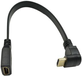 img 4 attached to 🔌 CERRXIAN 1FT Высокоскоростной HDMI удлинительный кабель - Плоский, Узкий Дизайн | Женский на 90 градусов вниз Угол Мужской Кабель