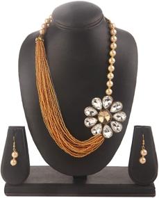 img 1 attached to 🌸 Efulgenz Fashion Chunky Multi-Layered Faux Pearl Crystal Floral Statement Necklace Earrings Set: Explore Color Options in Stunning Costume Jewelry