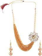 🌸 efulgenz fashion chunky multi-layered faux pearl crystal floral statement necklace earrings set: explore color options in stunning costume jewelry logo