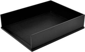 img 3 attached to 📬 Victor 1142-5 Midnight Black Front Load Letter Tray with Faux Leather Tray Pad - Matte Black Paint for a Sleek and Professional Look