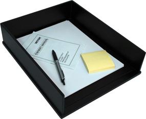 img 1 attached to 📬 Victor 1142-5 Midnight Black Front Load Letter Tray with Faux Leather Tray Pad - Matte Black Paint for a Sleek and Professional Look