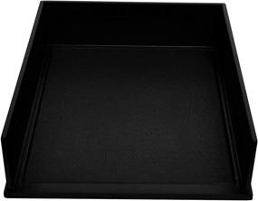img 2 attached to 📬 Victor 1142-5 Midnight Black Front Load Letter Tray with Faux Leather Tray Pad - Matte Black Paint for a Sleek and Professional Look