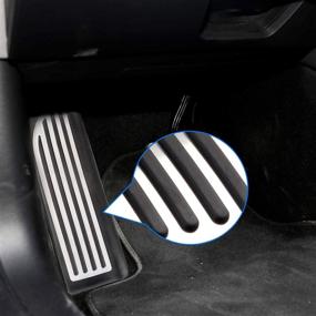img 2 attached to 🚗 Автозапчасти Dixuan - непромокаемые накладки для педалей для Tesla Model 3 - подножка для ног и крышка педали 'Dead Pedal' для увеличения производительности